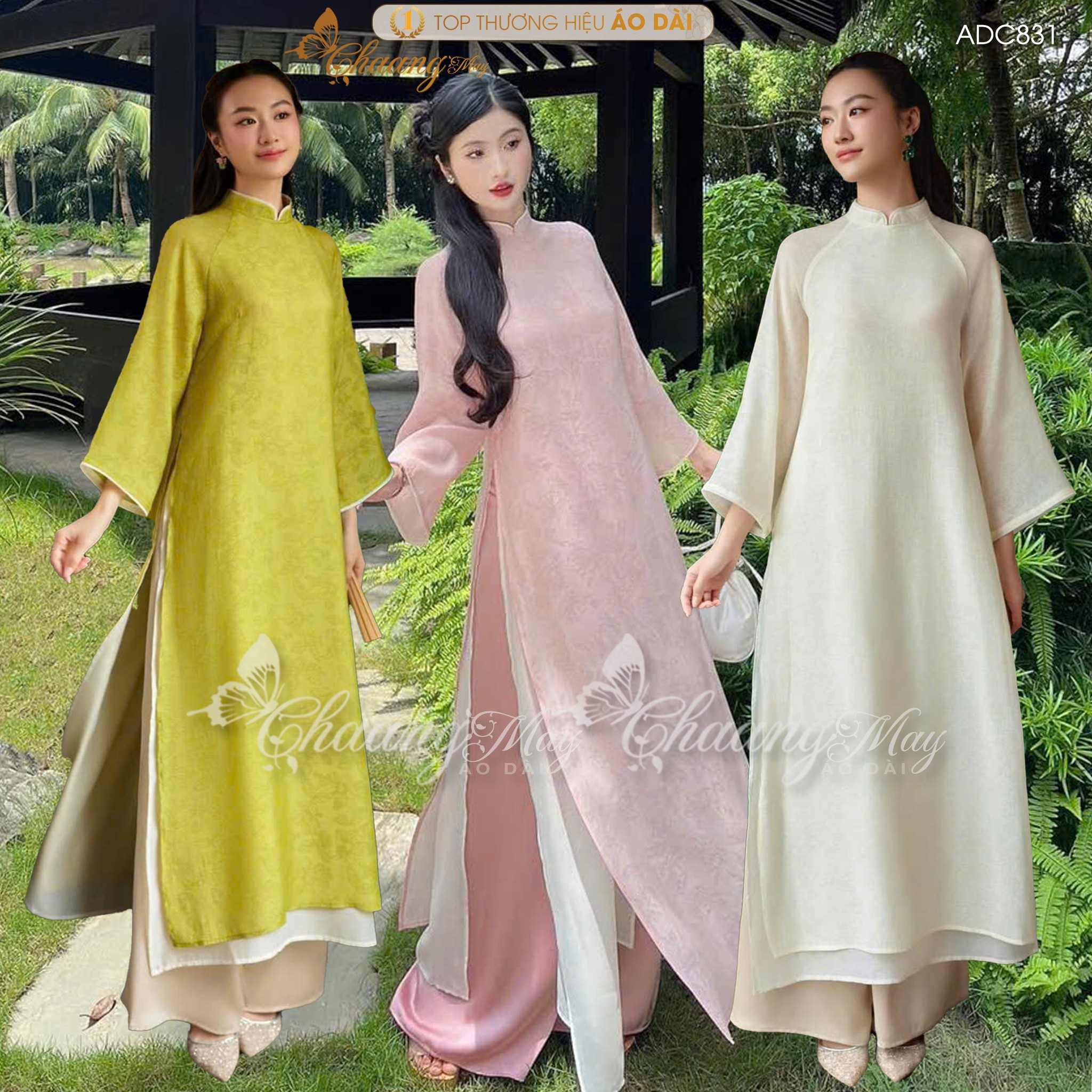 Áo dài cách tân nữ Mộc An Miên CHAANG May sẵn ADC831 áo dài Cảnh Nghi lụa 4 tà dáng suông xưa dự tiệc cưới lễ tết đẹp