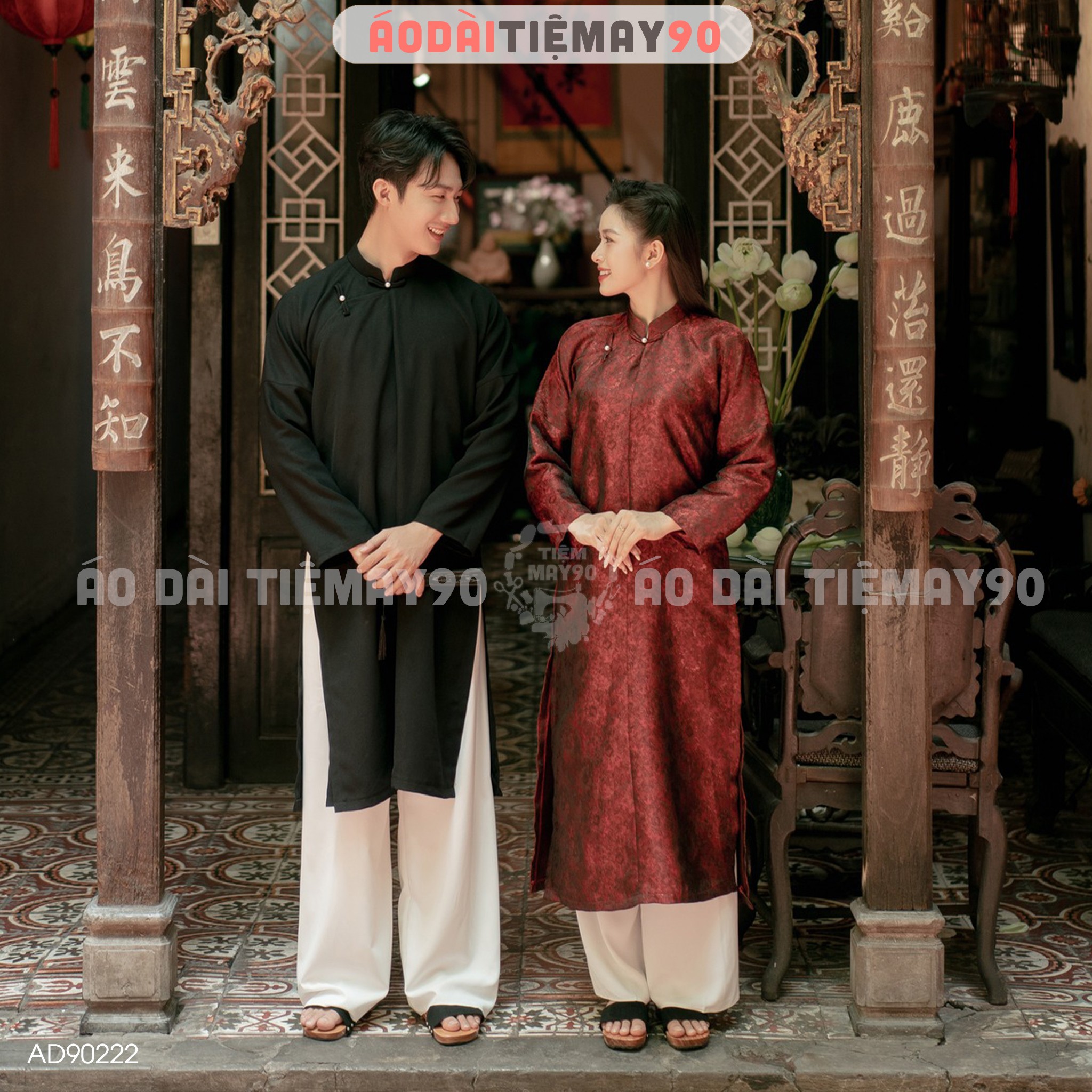 Áo dài cưới cặp đôi cô dâu chú rể cổ phục Việt Nam Chaang may sẵn áo dài tấc nam nữ dự tiệc đám hỏi lễ tết đẹp ADC795