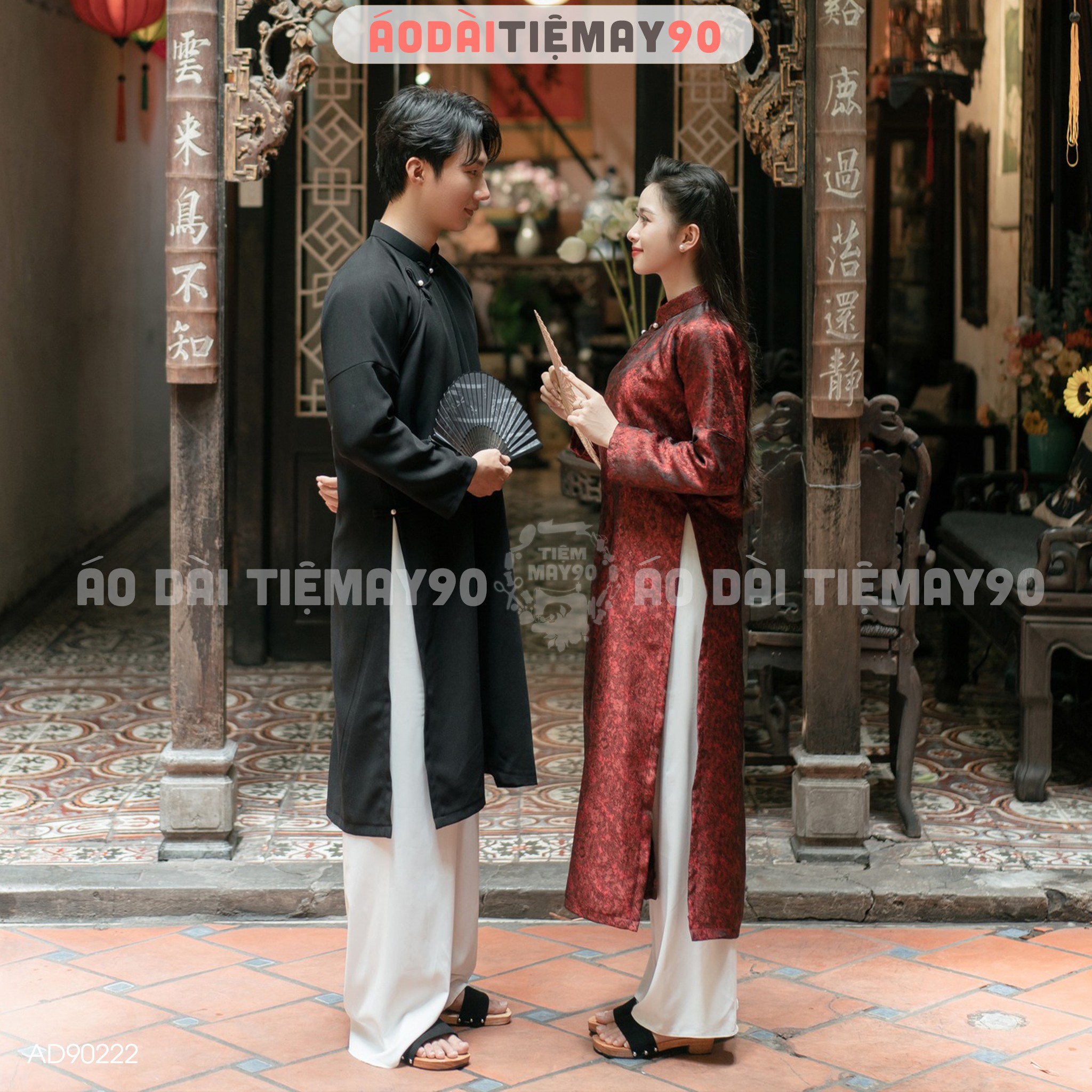 Áo dài cưới cặp đôi cô dâu chú rể cổ phục Việt Nam Chaang may sẵn áo dài tấc nam nữ dự tiệc đám hỏi lễ tết đẹp ADC795