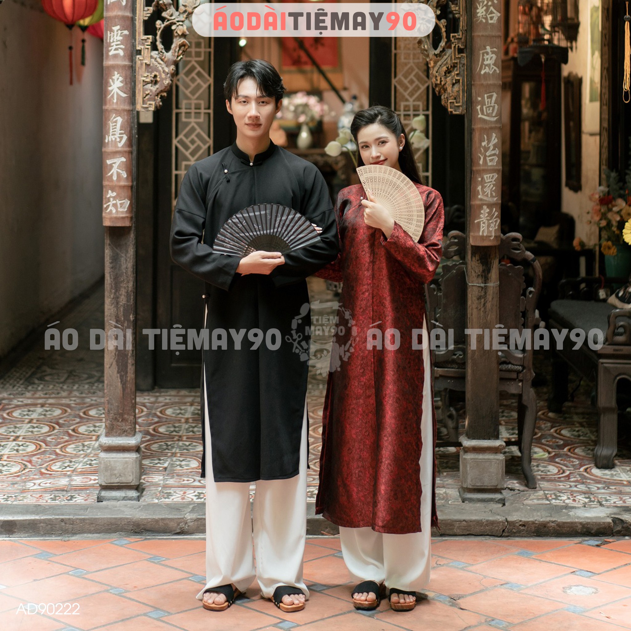 Áo dài cưới cặp đôi cô dâu chú rể cổ phục Việt Nam Chaang may sẵn áo dài tấc nam nữ dự tiệc đám hỏi lễ tết đẹp ADC795