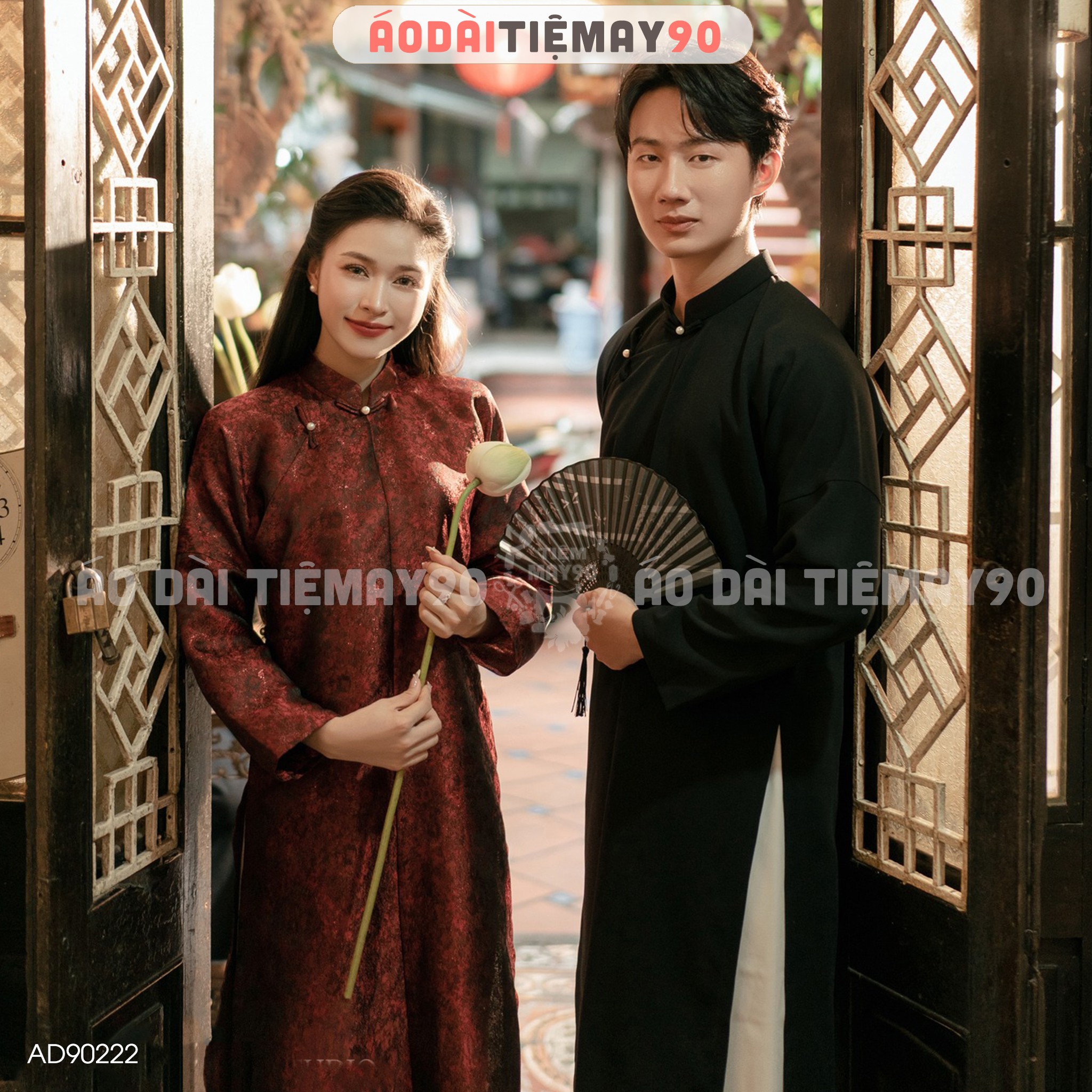 Áo dài cưới cặp đôi cô dâu chú rể cổ phục Việt Nam Chaang may sẵn áo dài tấc nam nữ dự tiệc đám hỏi lễ tết đẹp ADC795