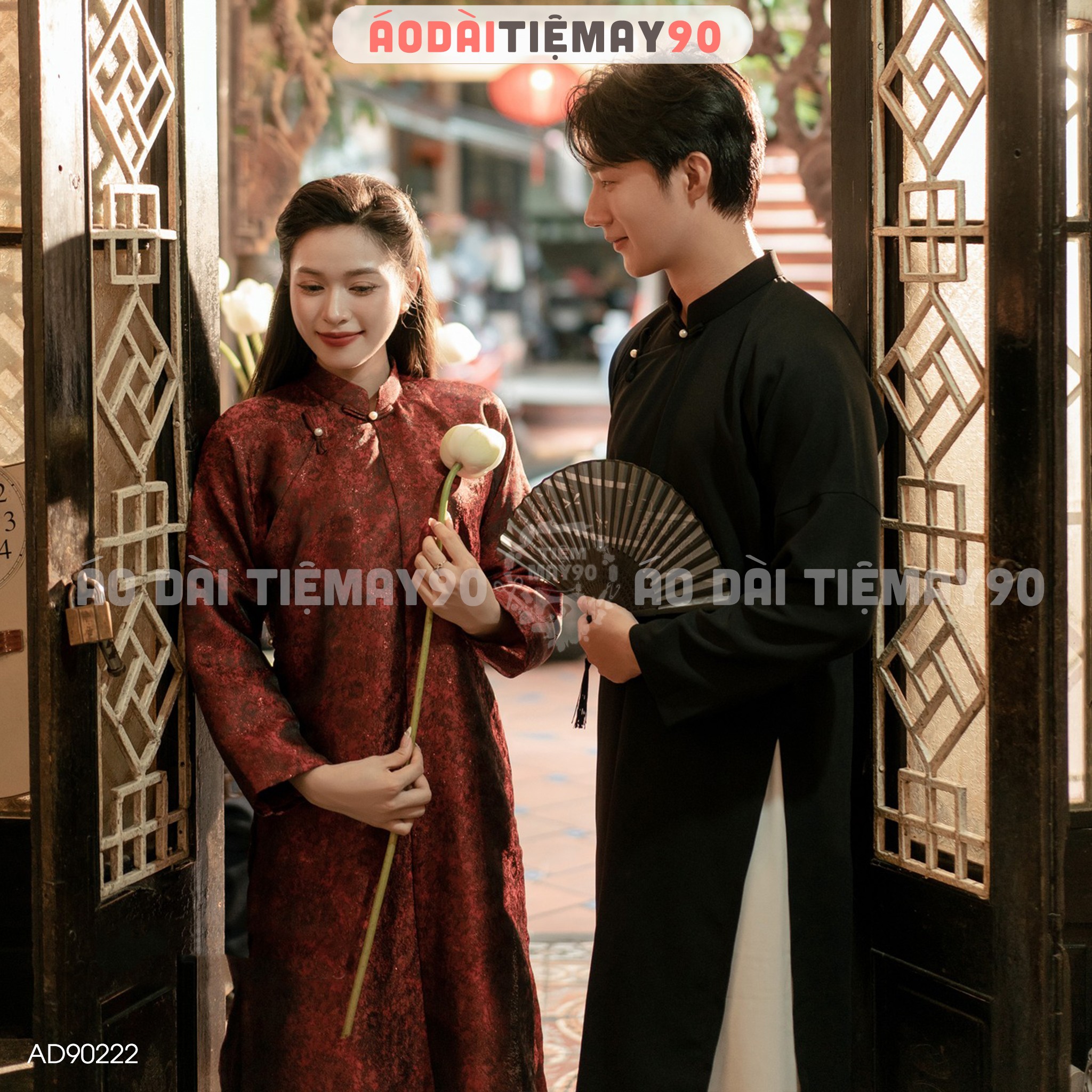 Áo dài cưới cặp đôi cô dâu chú rể cổ phục Việt Nam Chaang may sẵn áo dài tấc nam nữ dự tiệc đám hỏi lễ tết đẹp ADC795