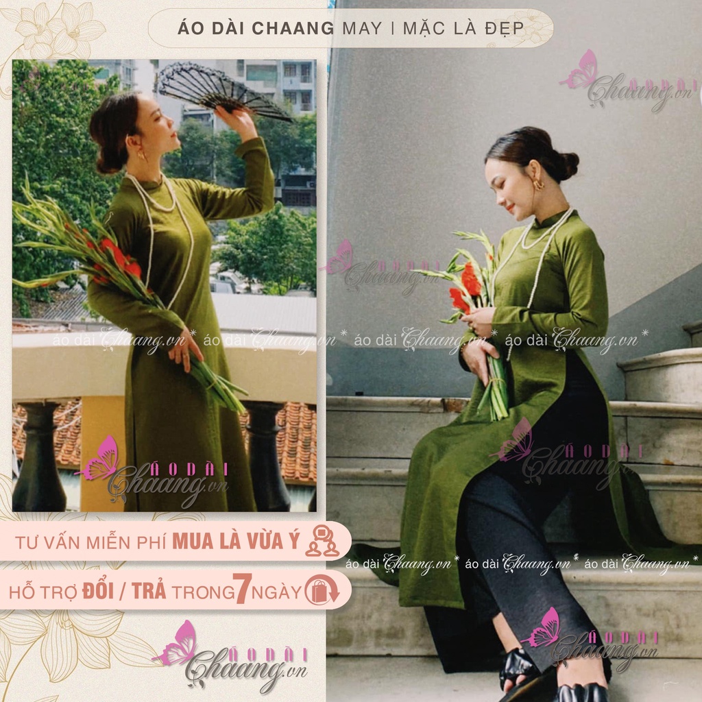 Áo Dài Truyền Thống Cách Tân Nữ Dáng Suông Xưa Xuông Rộng Dễ Mặc Che Khuyết Điểm Chụp Hình Lễ Tết Đẹp