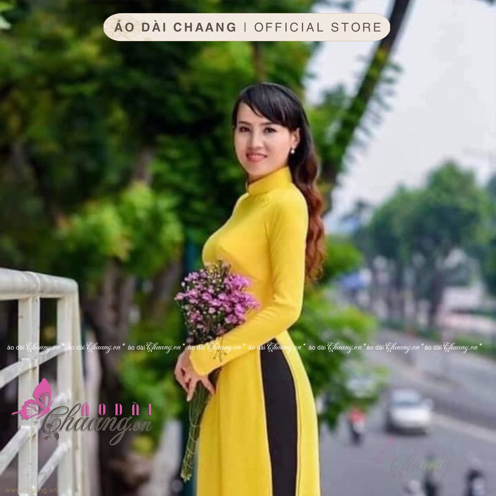Áo dài 4 tà truyền thống CHAANG May sẵn áo dài màu vàng cúc xinh tươi, vải đẹp