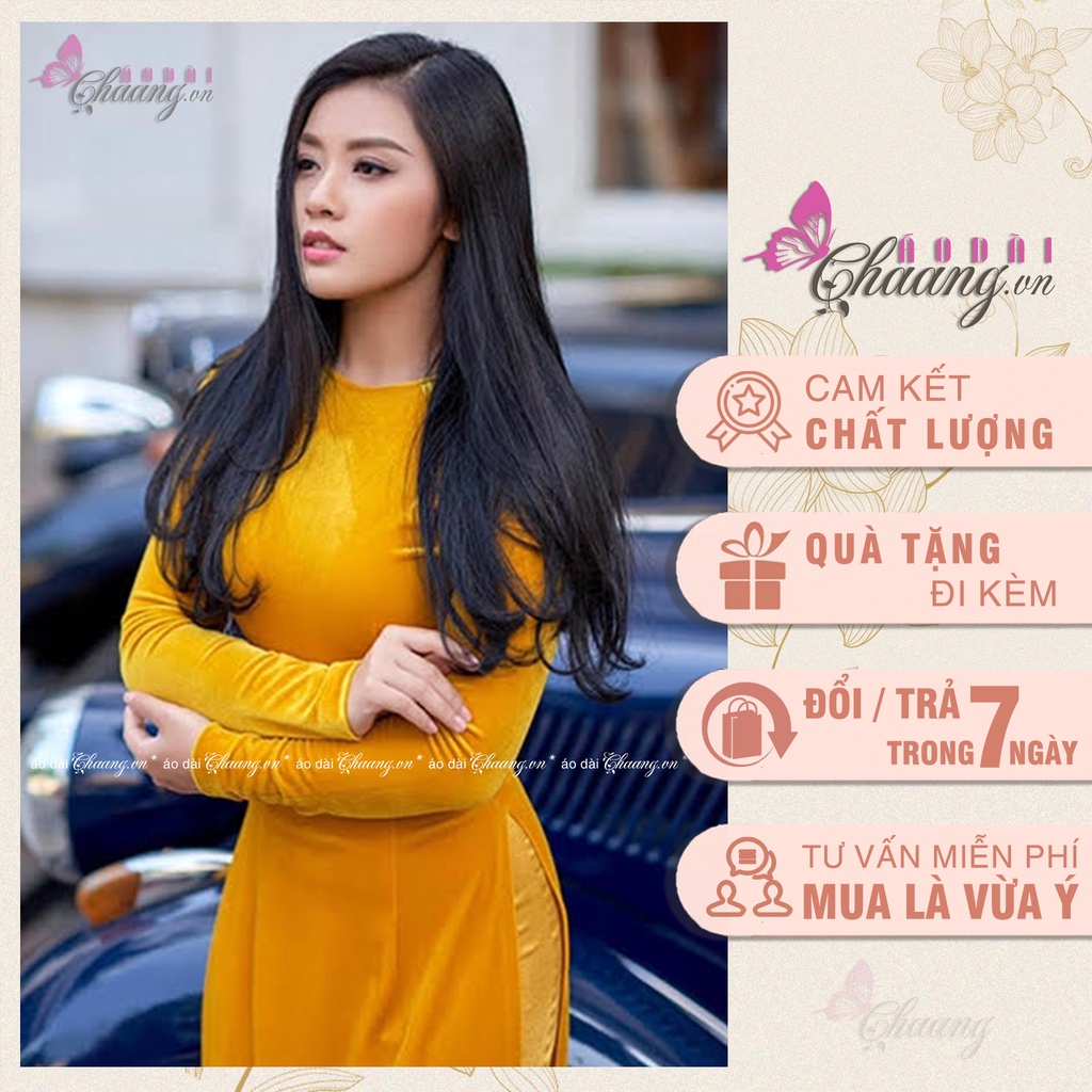 Váy đầm nhung thêu hoa Yellow