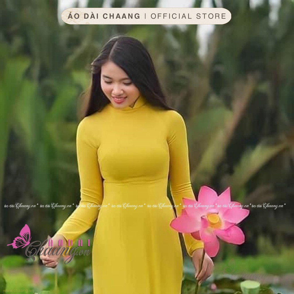 Áo dài 4 tà truyền thống CHAANG May sẵn áo dài màu vàng cúc xinh tươi, vải đẹp