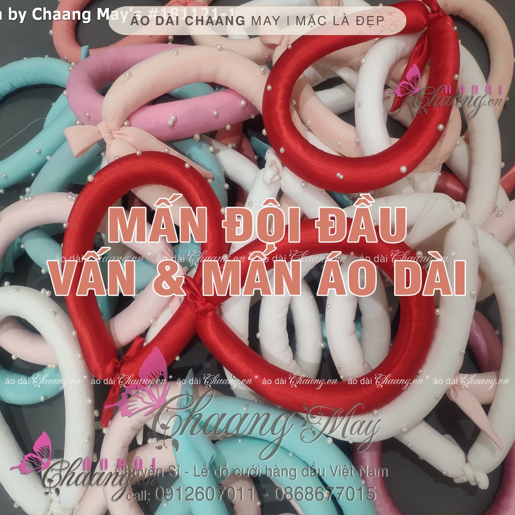Mấn đội đầu, cài tóc cô dâu thiết kế đẹp cùng áo dài cao cấp