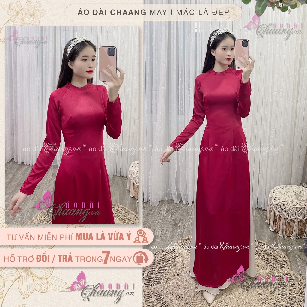 Áo dài màu siêu che khuyết điểm cơ thể cho nàng🌸 Áo dài truyền thống cổ tròn lụa