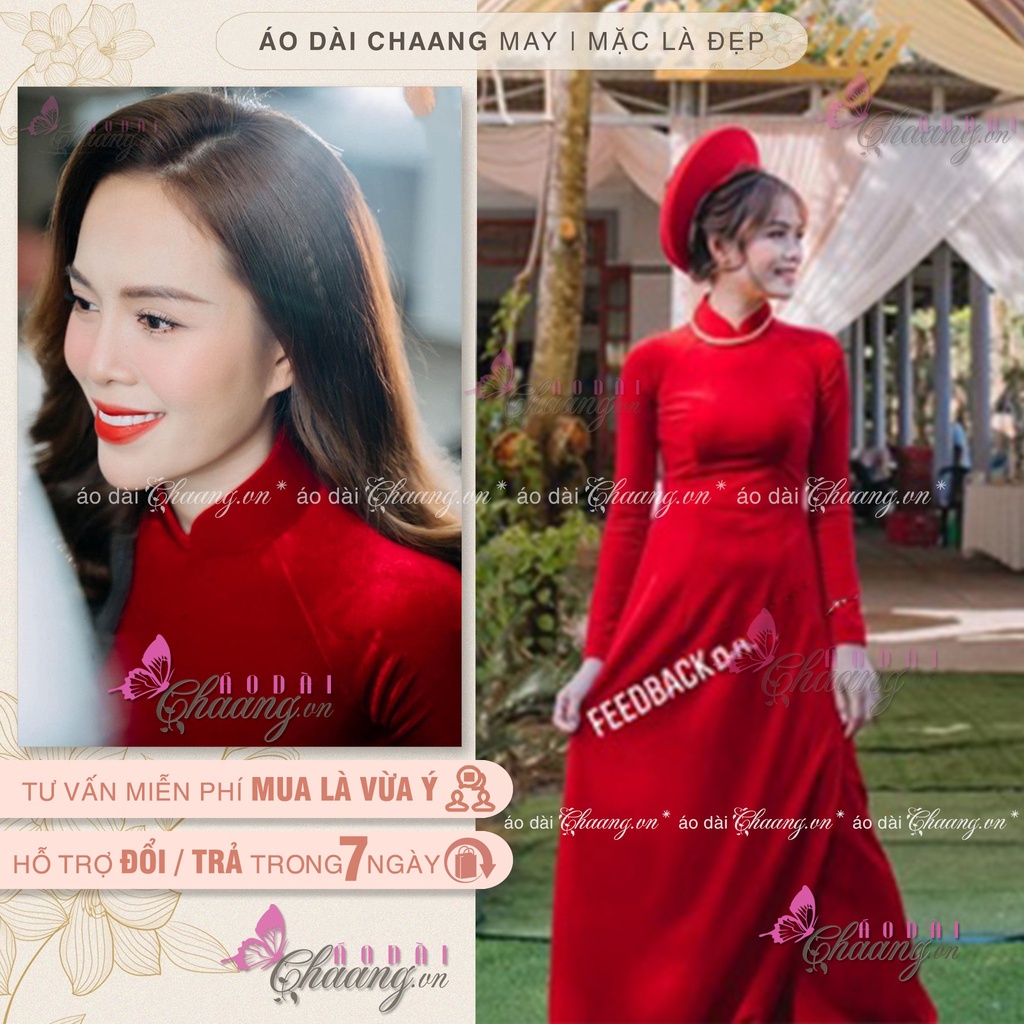 Áo Dài Cô Dâu Cưới Ăn Hỏi Chất Nhung Pháp Cao Cấp Co Giãn 4 Chiều Đẹp