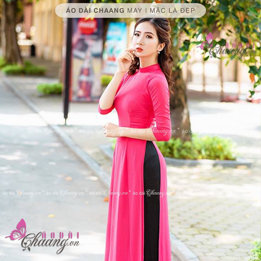 Áo dài nữ sinh màu sen đỏ CHAANG May sẵn áo dài học sinh, vải áo dài lụa Mỹ đẹp