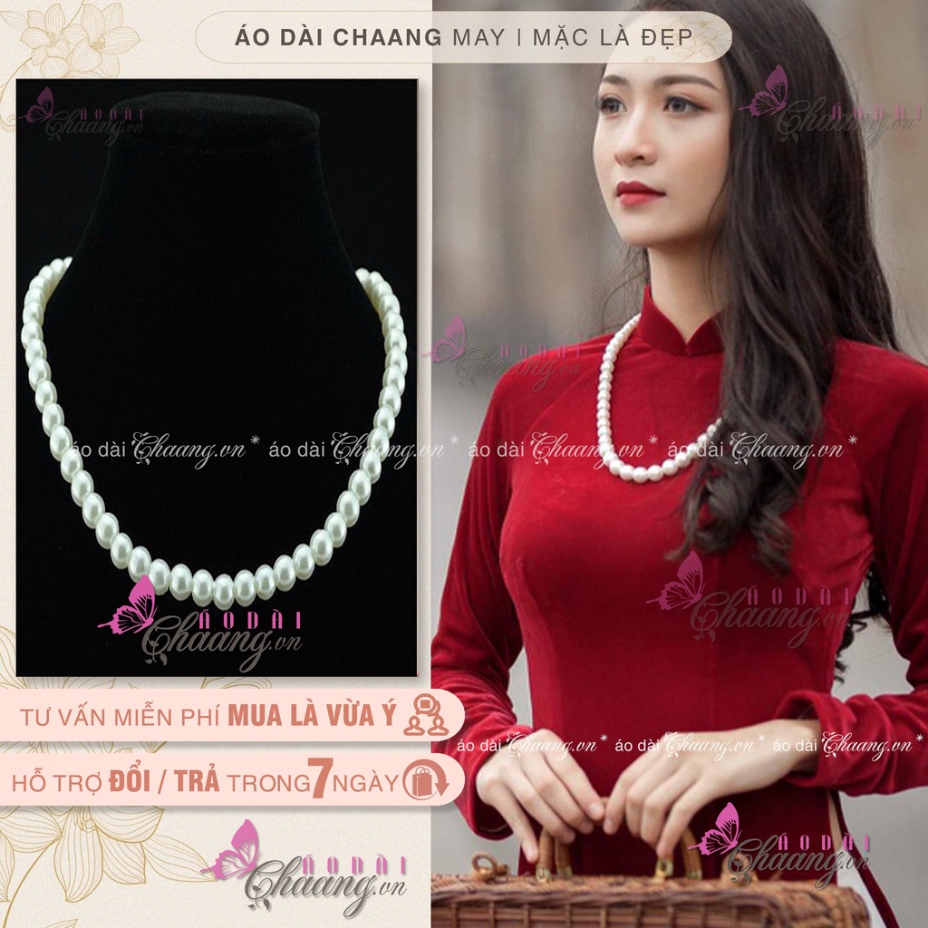 Dây chuyền ngọc trai nhân tạo CHAANG May sẵn Vòng ngọc trai diện đẹp cùng áo dài truyền thống