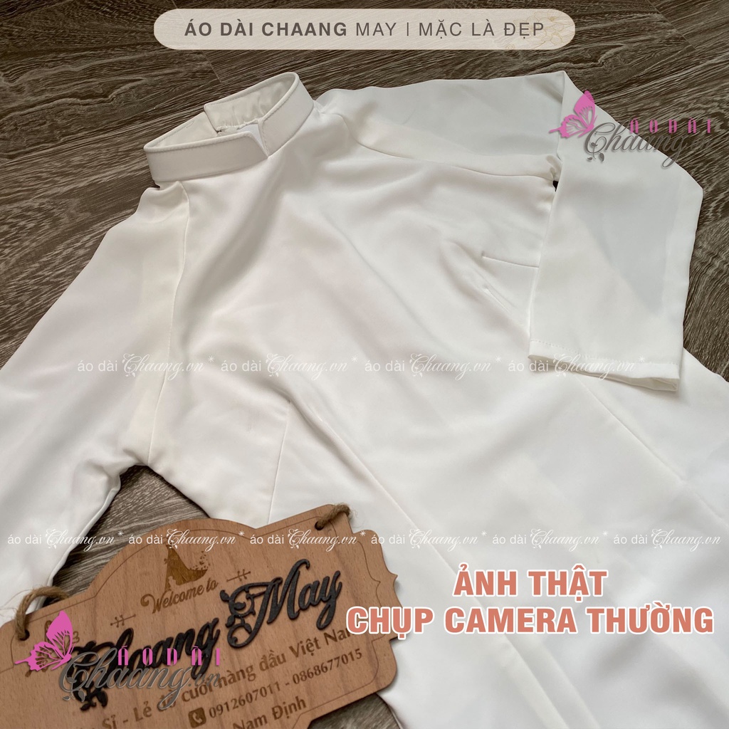 Áo dài trắng nữ học sinh đi học cấp 3 truyền thống may sẵn lụa Mỹ cao cấp thân dày dặn 2 lớp
