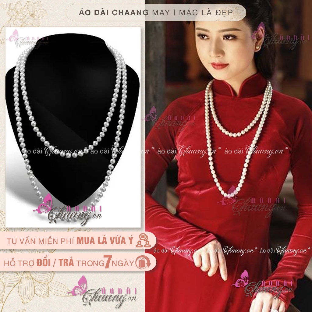 Dây chuyền ngọc trai nhân tạo CHAANG May sẵn Vòng ngọc trai diện đẹp cùng áo dài truyền thống