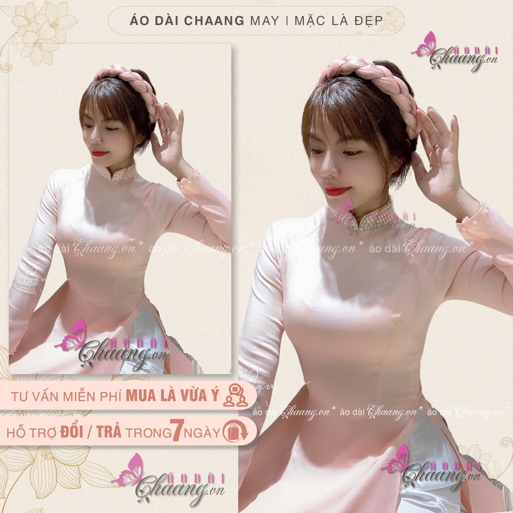 Áo Dài Lụa Tây Thi Đẹp Cổ Cao Phủ Ngọc Cao Cấp Áo Dài Truyền Thống Giá Rẻ ADV021