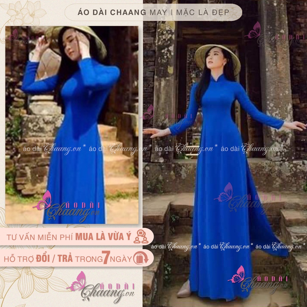 Áo Dài Xanh Coban May Sẵn Áo Dài Truyền Thống Lụa Mỹ Cô Ban Cao Cấp -  Chaang.Vn - Áo Dài Đẹp May Sẵn