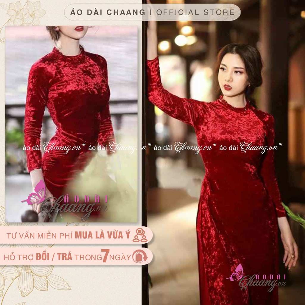 Áo dài nhung nhám đỏ_Chaang_May sẵn áo dài trung niên cổ tròn, vải cao cấp  co giãn tốt - Chaang.vn - Áo dài Đẹp may sẵn Áo Dài Nhung Nhám Đỏ_Chaang_May Sẵn Áo Dài Trung Niên Cổ Tròn, Vải Cao Cấp  Co Giãn Tốt - Chaang.Vn - Áo Dài Đẹp May Sẵn