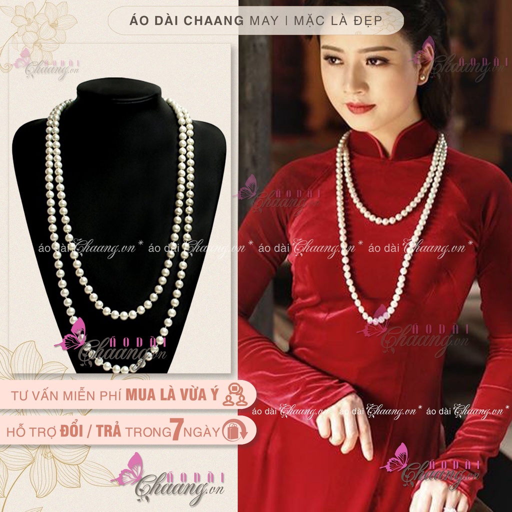 Dây chuyền ngọc trai nhân tạo CHAANG May sẵn Vòng ngọc trai diện đẹp cùng áo dài truyền thống