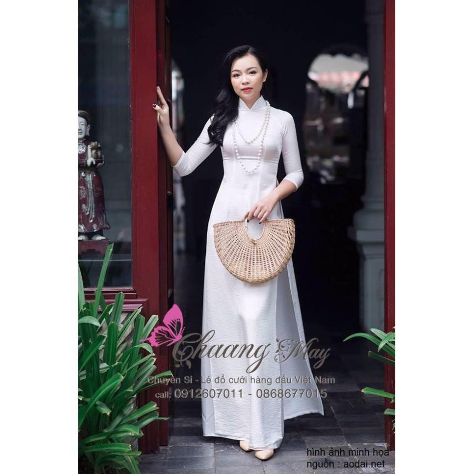 Áo dài trắng nữ sinh Chaang May sẵn lụa tây thi 2 tà dày dặn cho học sinh