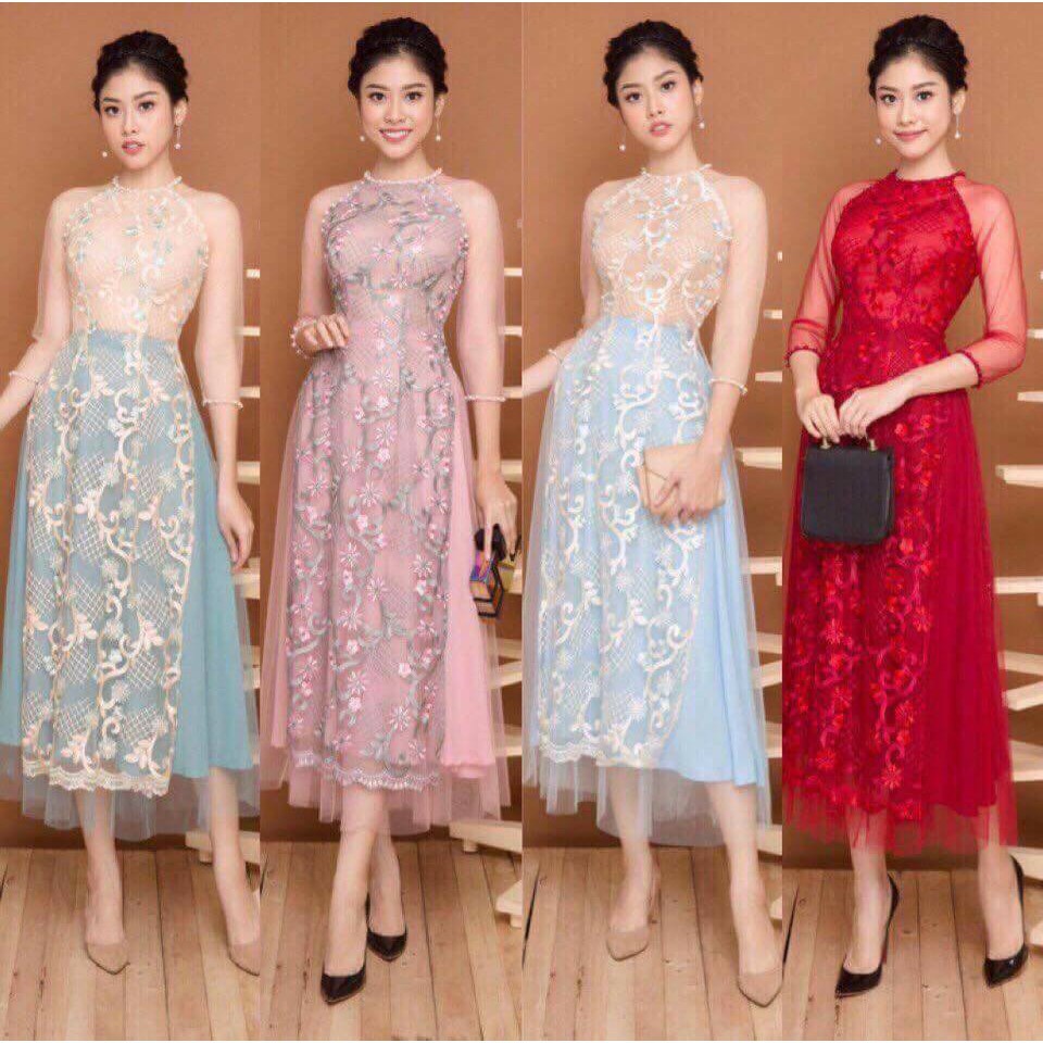 Chân váy lưới cách tân nữ CHAANG May sẵn váy mặc áo dài 3 lớp TUHU xòe đẹp