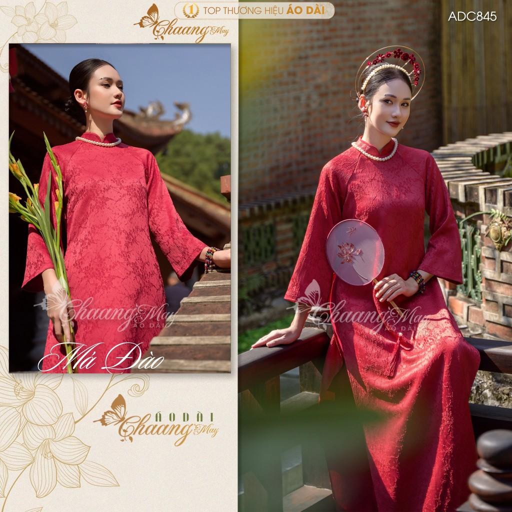 Áo dài cách tân nữ Châu Sa dáng suông xưa CHAANG may sẵn ADC845 áo dài gấm dự tiệc cưới du xuân lễ Tết đẹp 2025 Women Dress