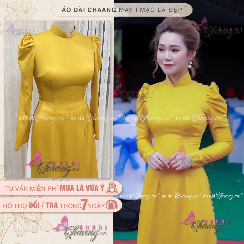 Áo dài lụa tay phồng CHAANG May sẵn áo dài thiết kế tay bồng đẹp, sang trọng