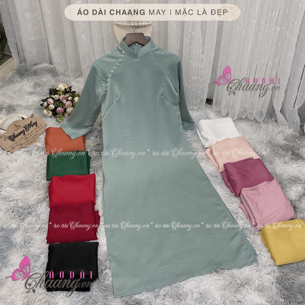 Áo dài cách tân nữ tay lỡ dáng suông xưa Chaang may sẵn lụa bầu xuông rộng che khuyết điểm đẹp ADC109