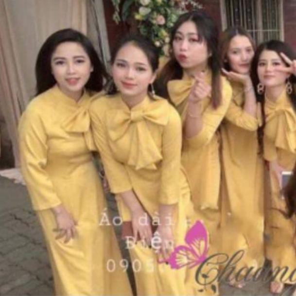 Áo Dài Đỏ Lụa Tây Thi Đính Nơ Thủ Công May Sẵn Truyền Thống Form Đẹp