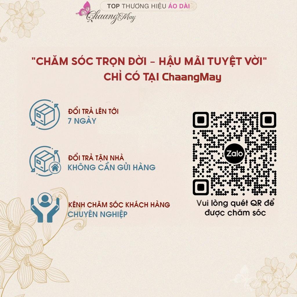 Áo dài cách tân nữ hoàng thêu caro CHAANG may sẵn tay vai bồng gấm xốp đính ngọc dự tiệc lễ tết đẹp ADC509