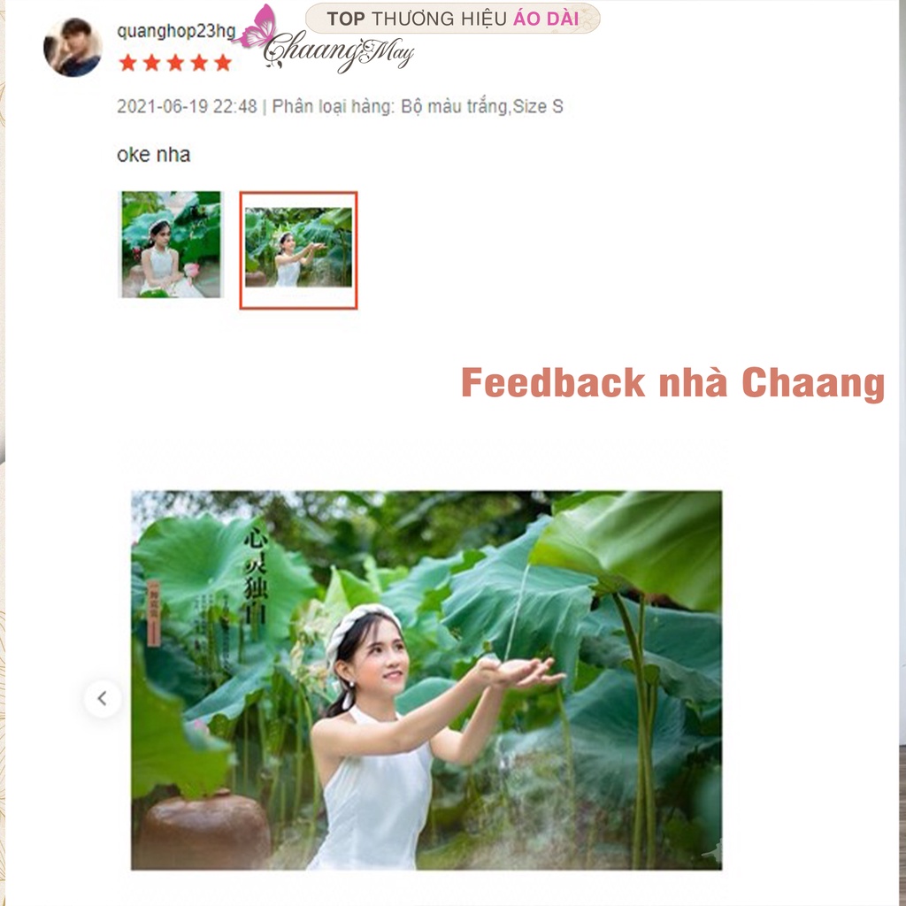 Áo dài yếm đụp chụp sen truyền thống CHAANG may sẵn 2 dây khoét hở lưng vải lụa trắng đỏ đen đẹp ADC201