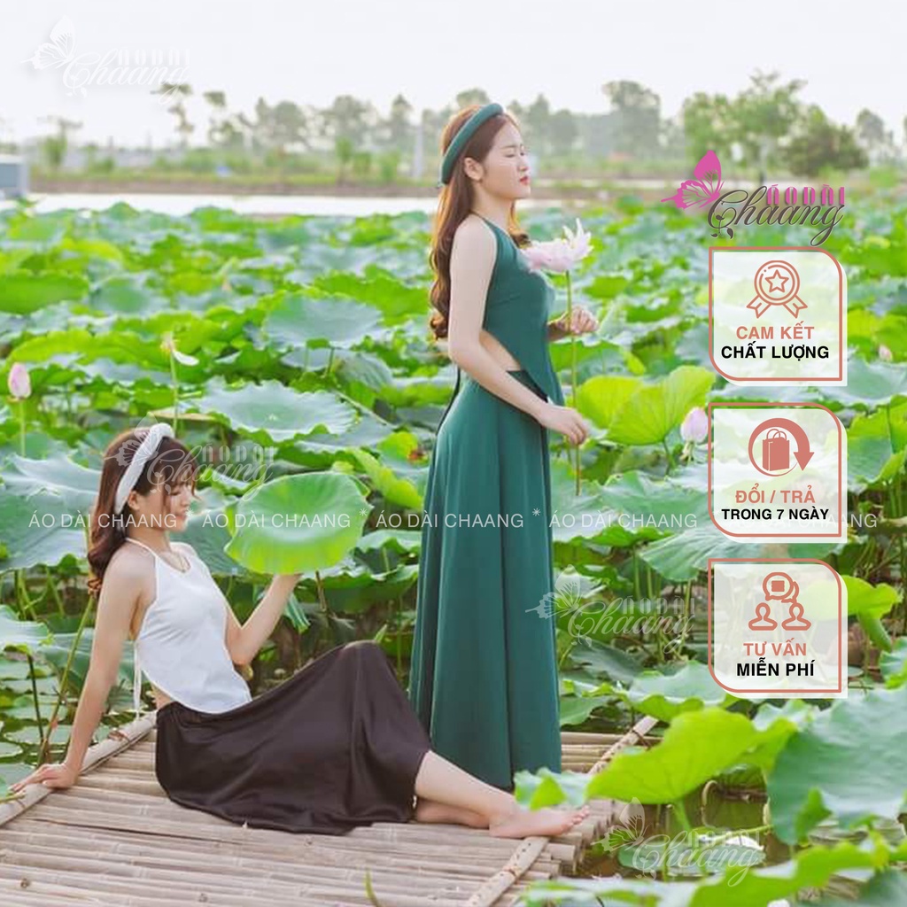 Áo Yếm Chụp Sen Truyền Thống May Sẵn Yếm Mảnh Lụa Đẹp Màu Xanh Rêu ADC202