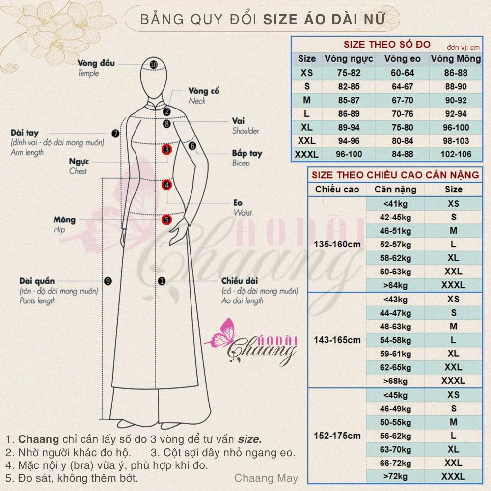 Áo dài cách tân nữ hoàng thêu caro CHAANG may sẵn tay vai bồng gấm xốp đính ngọc dự tiệc lễ tết đẹp ADC509