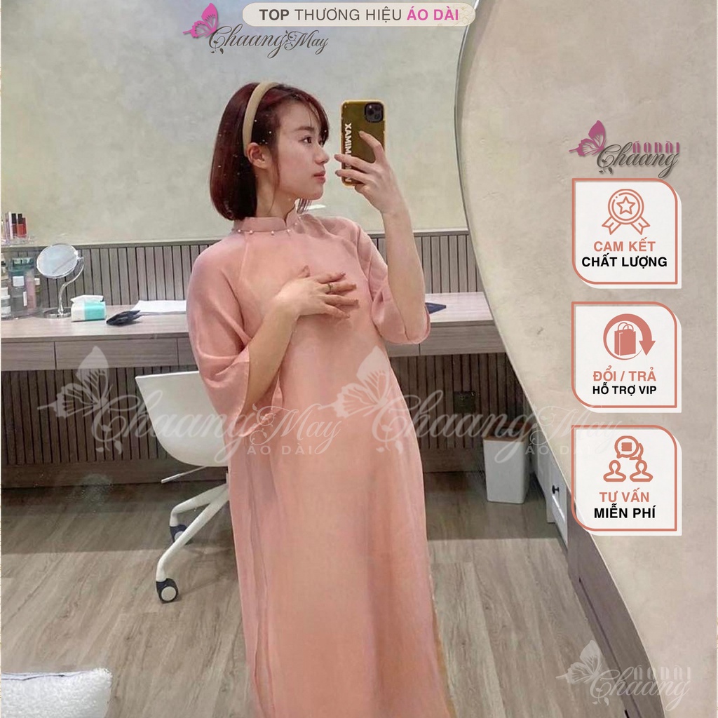 Áo dài cách tân nữ Hồ Điệp dáng suông xưa Chaang may sẵn lụa xuông xanh tím dự tiệc cưới hỏi hội nghị lễ tết đẹp ADC701