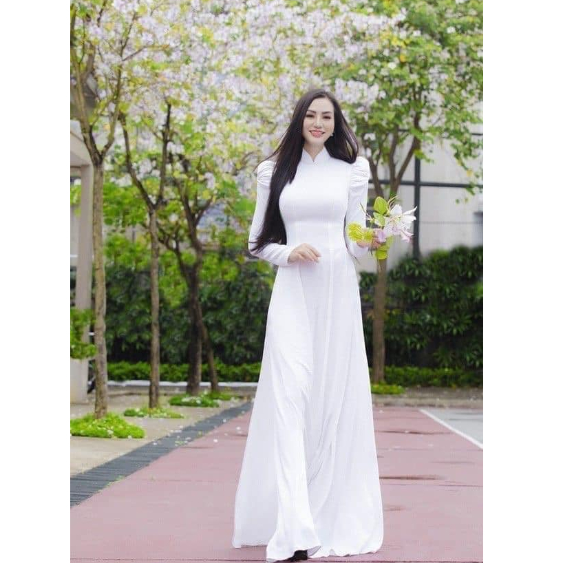 Áo dài cưới cô dâu tay vai bồng Chaang may sẵn áo dài lụa vân đỏ đính ngọc dự tiệc ăn hỏi lễ tết đẹp ADC710