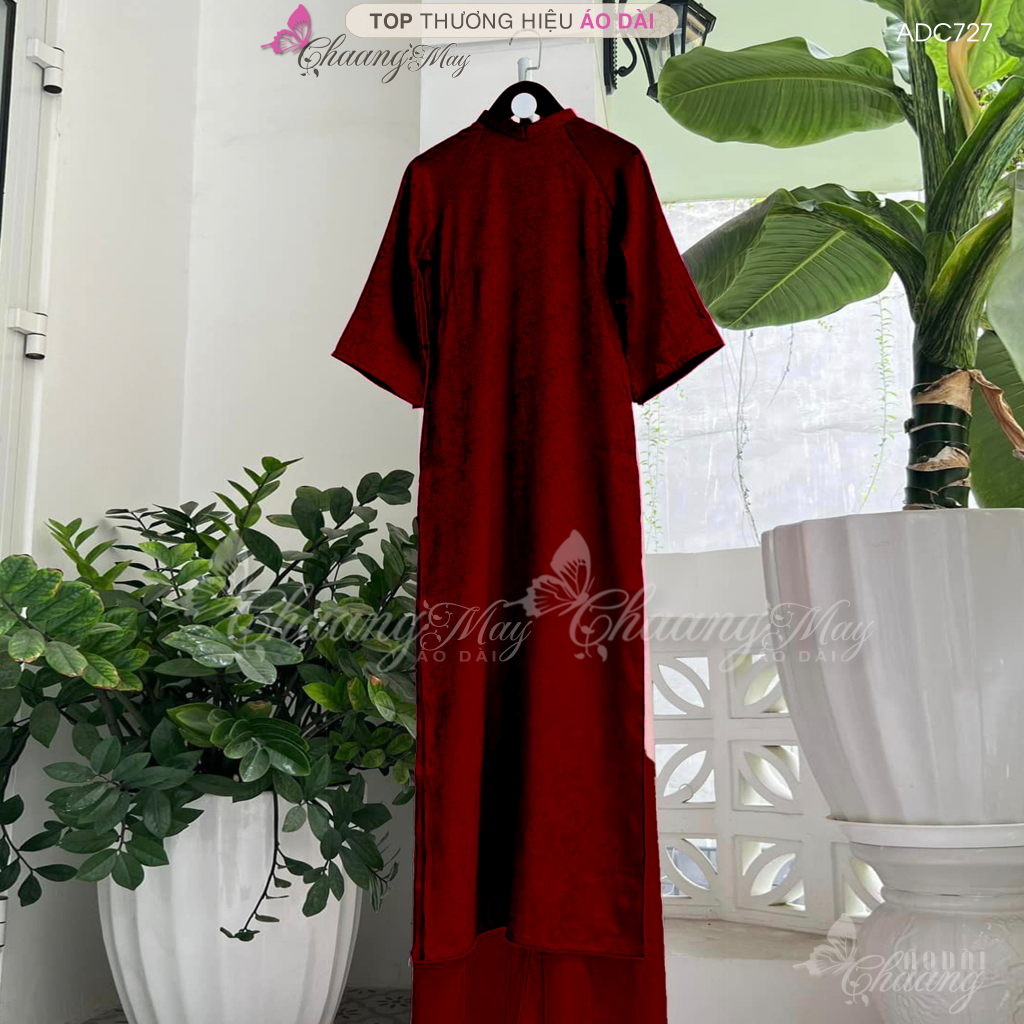 Áo dài gấm cách tân nữ dáng suông xưa Chaang may sẵn áo dài xuông bầu rộng dễ mặc đi chơi dự tiệc cưới lễ tết đẹp ADC755