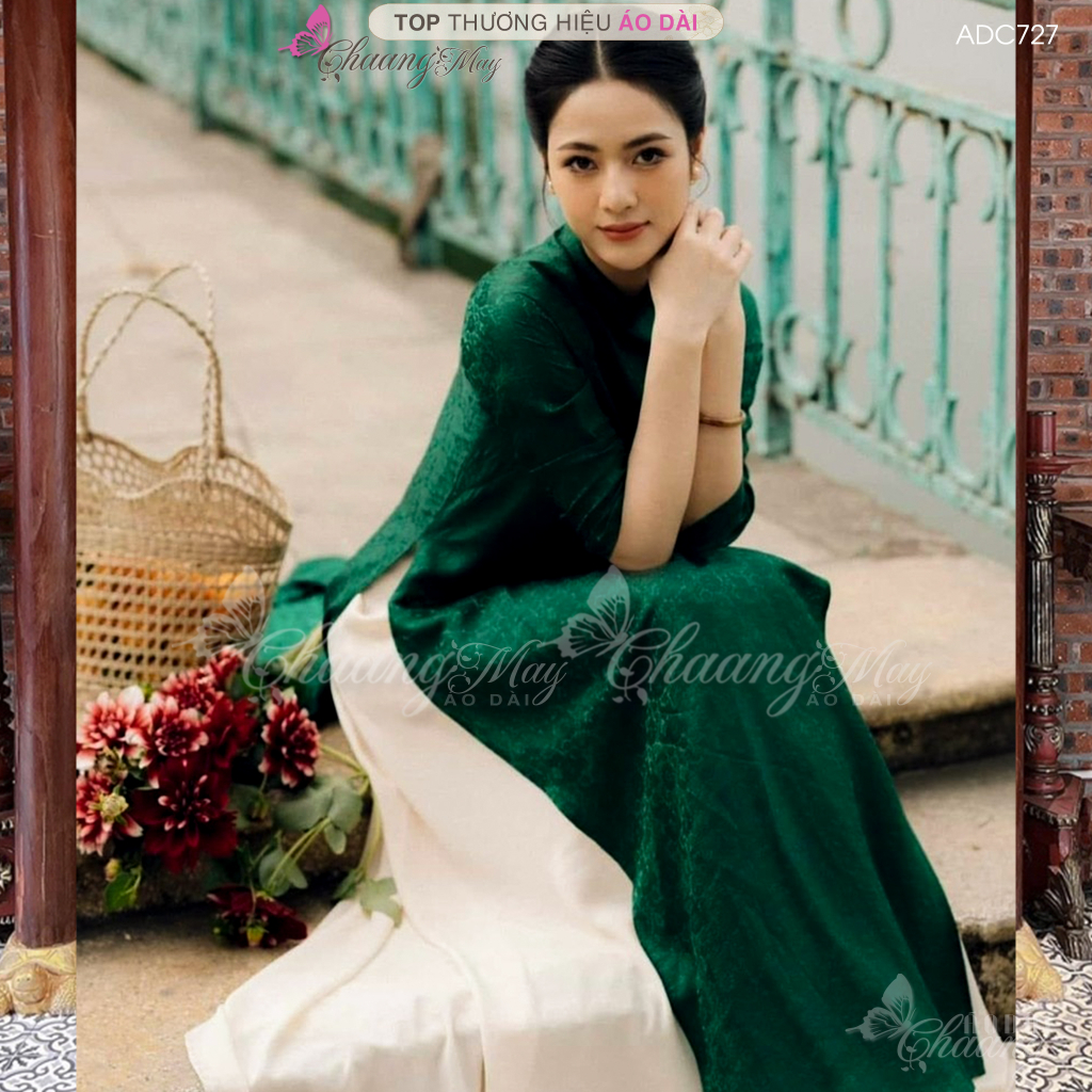 Áo dài gấm cách tân nữ dáng suông xưa Chaang may sẵn áo dài xuông bầu rộng dễ mặc đi chơi dự tiệc cưới lễ tết đẹp ADC755