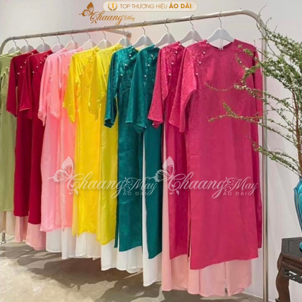 Áo dài dáng suông xưa cách tân nữ gấm đỏ đô cổ tròn Chaang may sẵn áo dài xuông bầu dự tiệc cưới hỏi lễ tết đẹp ADC756
