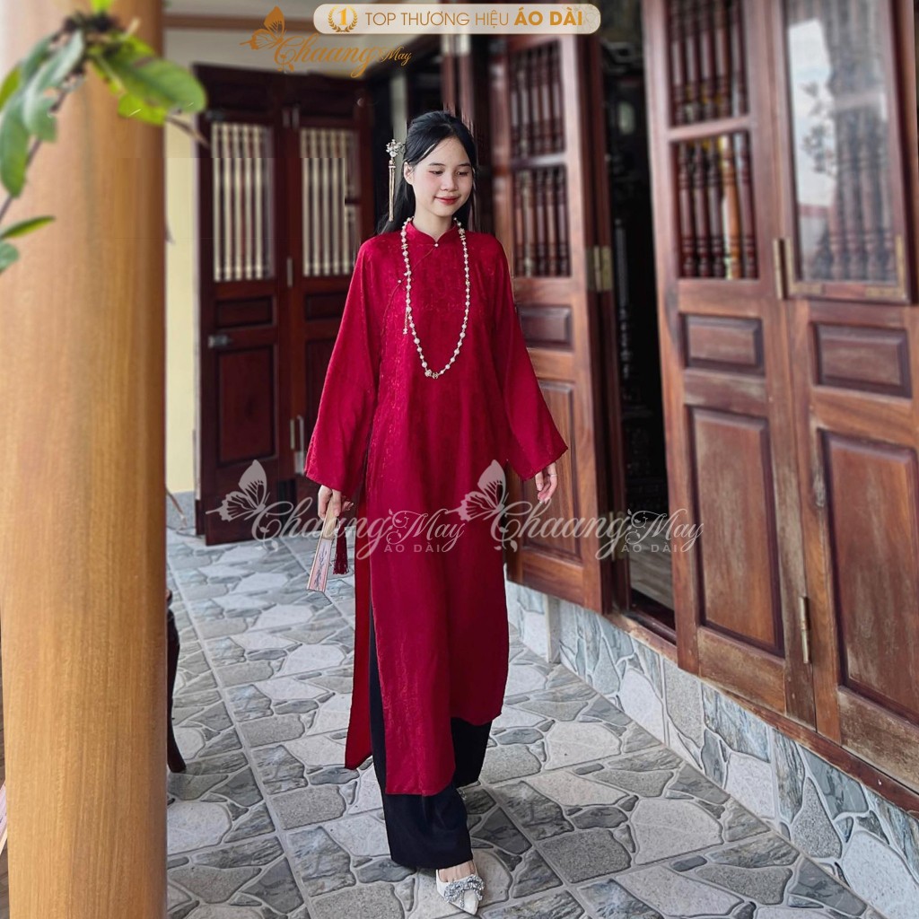 Áo dài cổ phục Việt cách tân nữ truyền thống Chaang may sẵn áo dài dáng suông xưa xuông rộng dự tiệc lễ tết đẹp ADC757