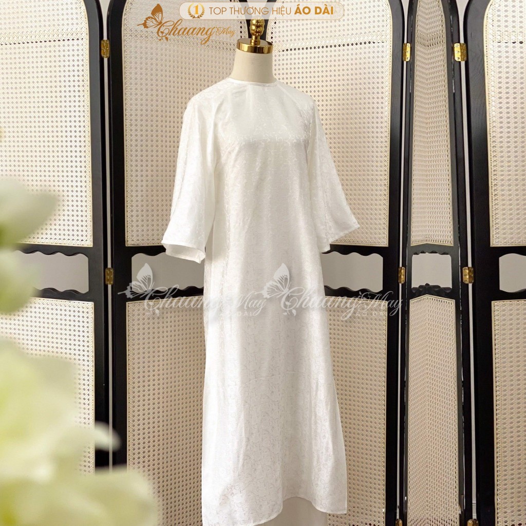 Áo dài dáng suông xưa cách tân nữ gấm đỏ đô cổ tròn Chaang may sẵn áo dài xuông bầu dự tiệc cưới hỏi lễ tết đẹp ADC756