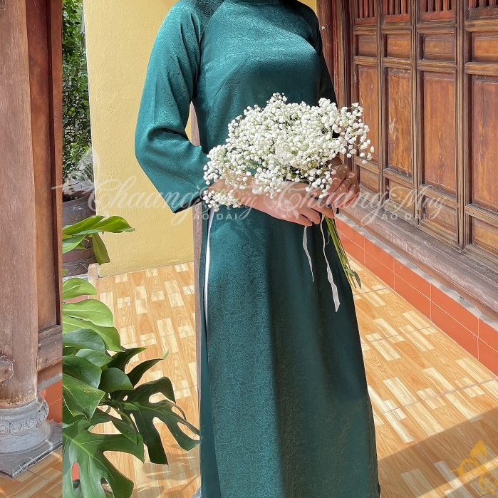 Áo dài dáng suông xưa cách tân nữ gấm đỏ đô cổ tròn Chaang may sẵn áo dài xuông bầu dự tiệc cưới hỏi lễ tết đẹp ADC756