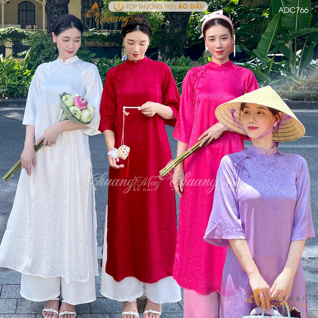 Áo dài cách tân nữ Gấm Tím Trung Dáng Suông Xưa đính nơ Chaang may sẵn áo dài xuông rộng dự tiệc cưới lễ tết đẹp ADC766