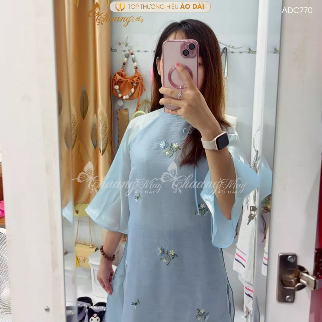 Áo dài cách tân nữ 4 tà Thanh Thư hải dáng suông xưa Chaang may sẵn áo dài hoa nhí xuông dự tiệc cưới lễ tết đẹp ADC770