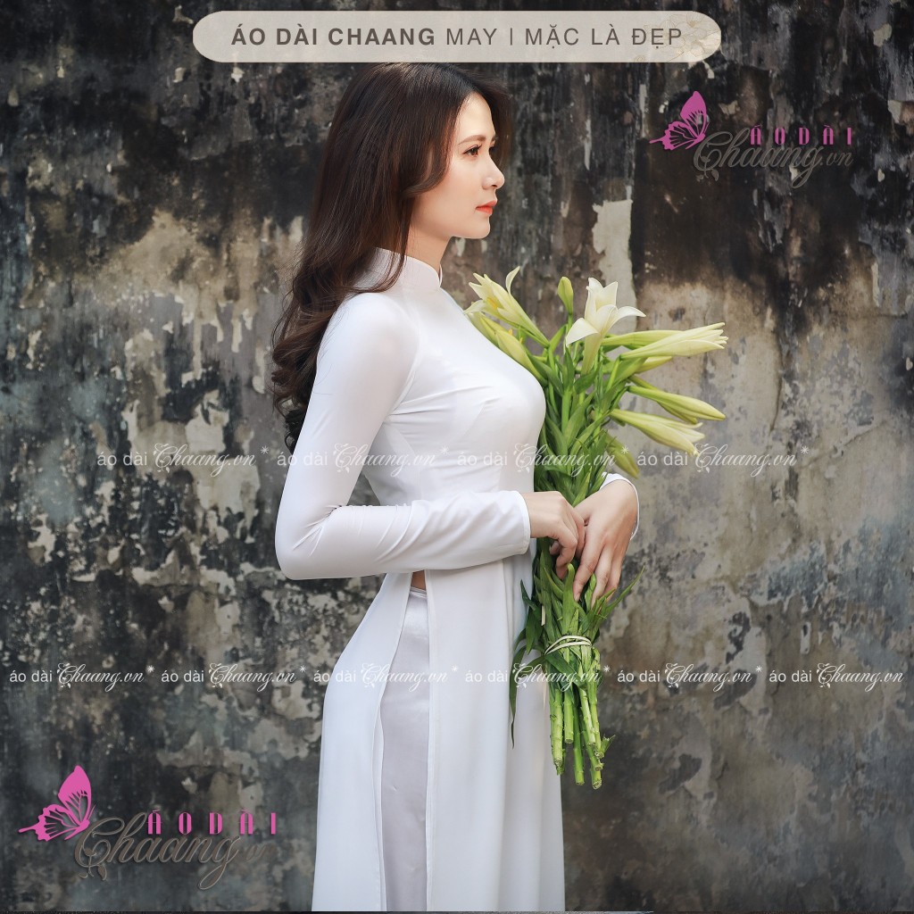 Áo Dài Trắng 4 Tà Truyền Thống May Sẵn Vải Lụa Tằm Trơn Mịn Cao Cấp 2 Lớp Nữ Học Sinh Đi Học Mặc Lễ Tết Đẹp