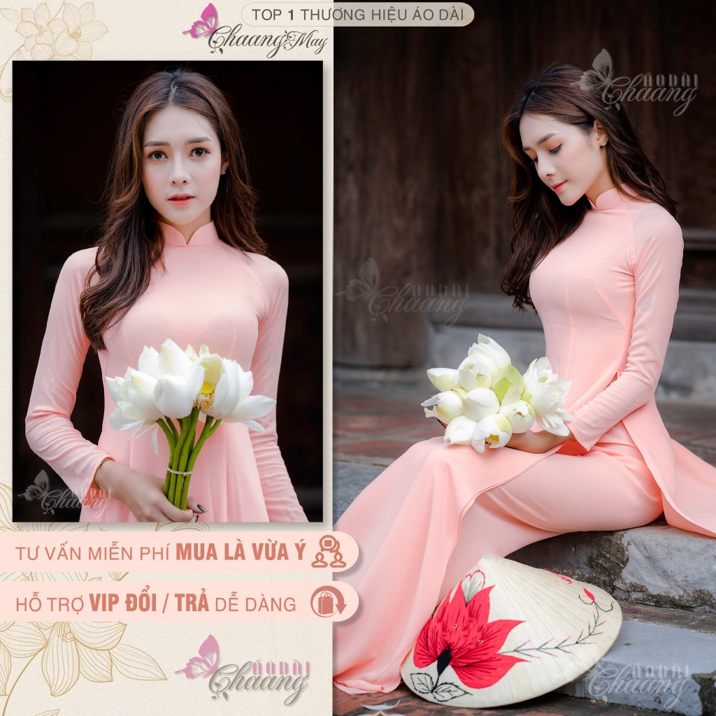 Áo Dài Trắng 4 Tà Truyền Thống May Sẵn Vải Lụa Tằm Trơn Mịn Cao Cấp 2 Lớp Nữ Học Sinh Đi Học Mặc Lễ Tết Đẹp