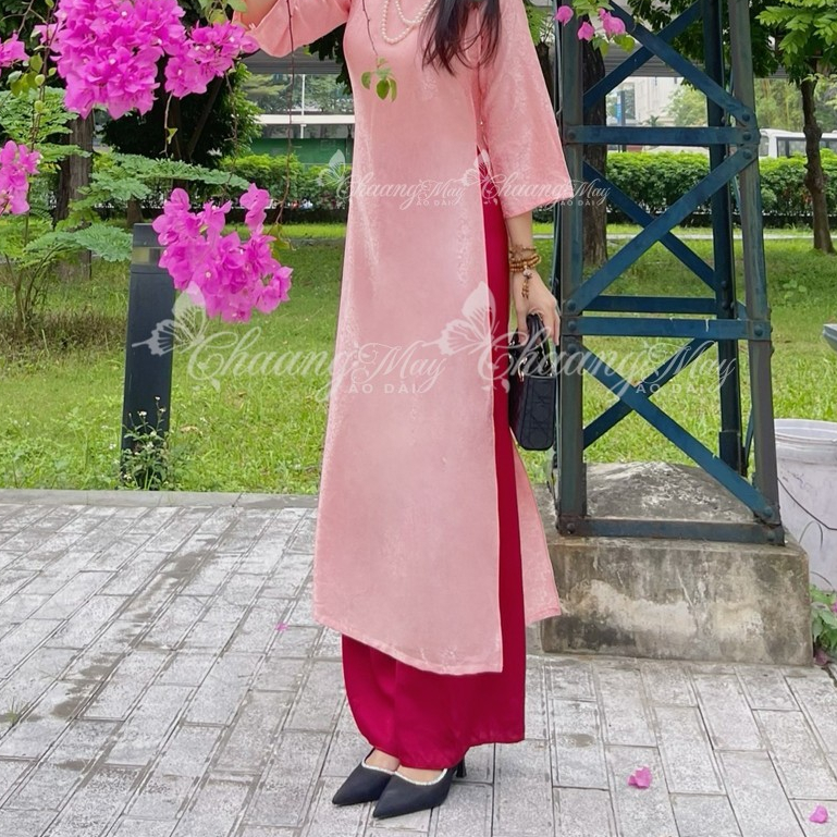 Áo dài Tết cách tân nữ Gấm cúc hoa gió dáng suông xưa Chaang may sẵn áo dài xuông bầu rộng dự lễ tiệc cưới đẹp ADC773