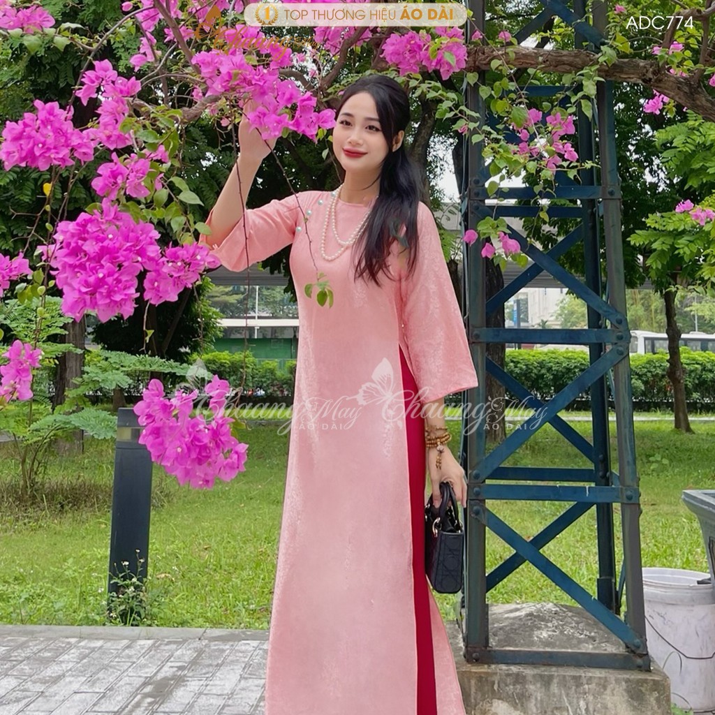 Áo dài cách tân nữ Gấm tơ cúc ngọc dáng suông xưa Chaang may sẵn áo dài xuông rộng bầu dự tiệc cưới lễ Tết đẹp ADC774