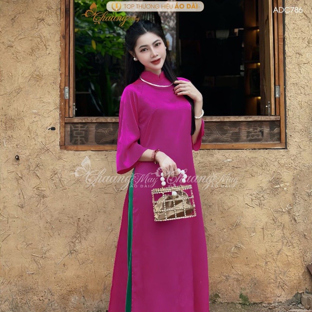 Áo dài Bích Lý cách tân nữ gấm tơ chữ thọ dáng suông xưa Chaang may sẵn áo dài xuông bầu dự tiệc cưới lễ Tết đẹp ADC786