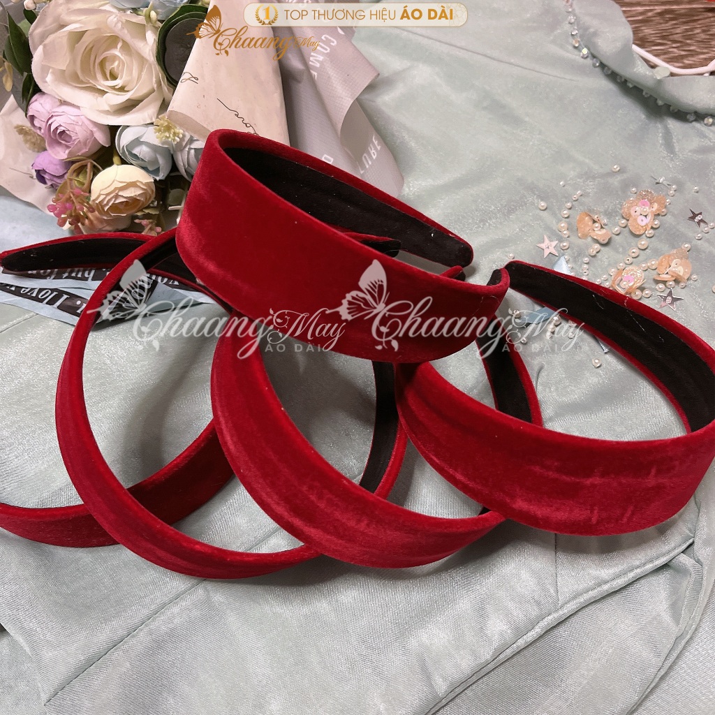 Băng Đô Cài Tóc Bọc Bờm Vải Nhung Vintage Trơn Thời Trang Nữ Đội Đầu Cùng Áo Dài Cách Tân Dự Tiệc Lễ Tết Đẹp