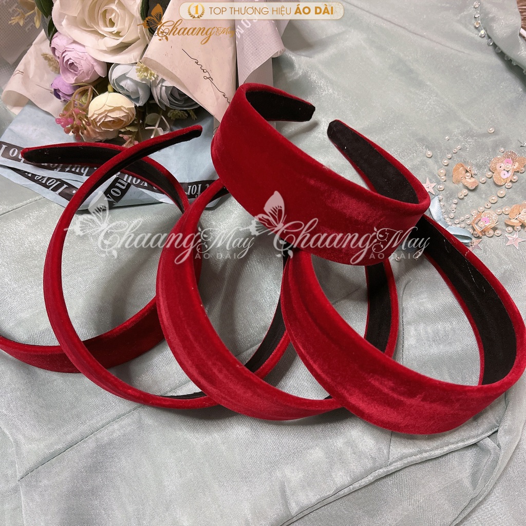 Băng Đô Cài Tóc Bọc Bờm Vải Nhung Vintage Trơn Thời Trang Nữ Đội Đầu Cùng Áo Dài Cách Tân Dự Tiệc Lễ Tết Đẹp