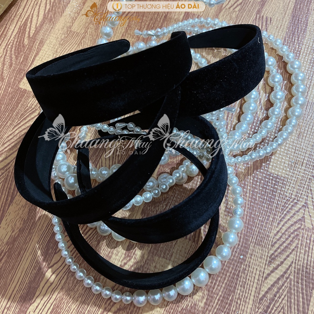 Băng Đô Cài Tóc Bọc Bờm Vải Nhung Vintage Trơn Thời Trang Nữ Đội Đầu Cùng Áo Dài Cách Tân Dự Tiệc Lễ Tết Đẹp