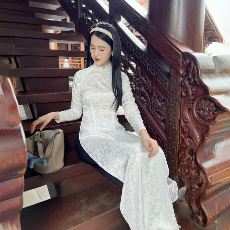 Áo dài cô giáo Hà thành truyền thống Chaang may sẵn áo dài xanh cốm vàng chanh giáo viên dự tiệc đẹp ADC716